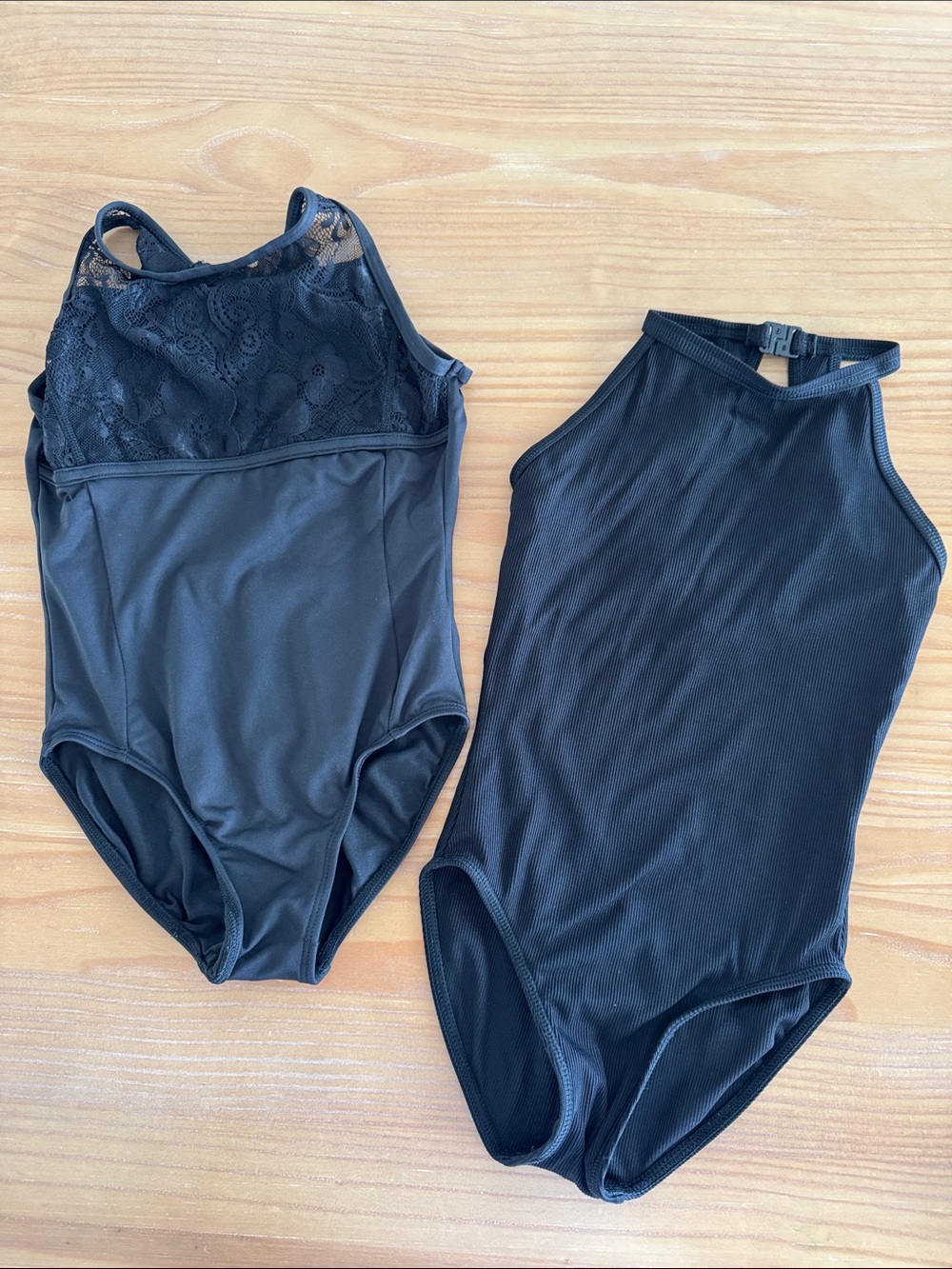 Danz n motion Bundle set two Black ballet Lace & Ribbed High-Neck Leotards